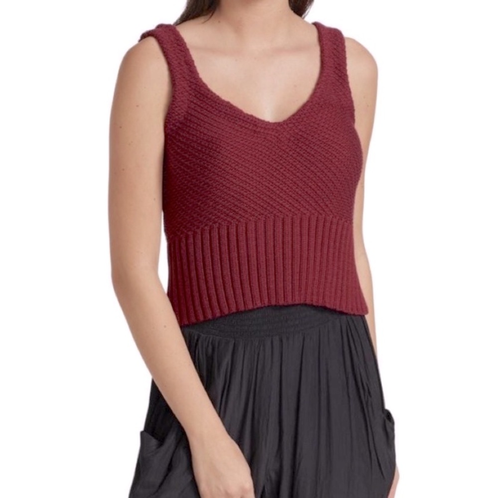 NWT Ramy Brook Cece Sleeveless Knit Top in Maroon Red
